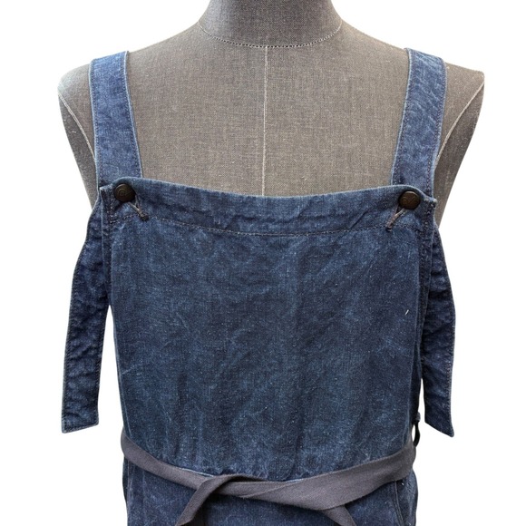 45R 45rpm Studio Japan Indigo 100% Linen Pinafore Wrap Dress Blue Size 0 / XS - Picture 3 of 14